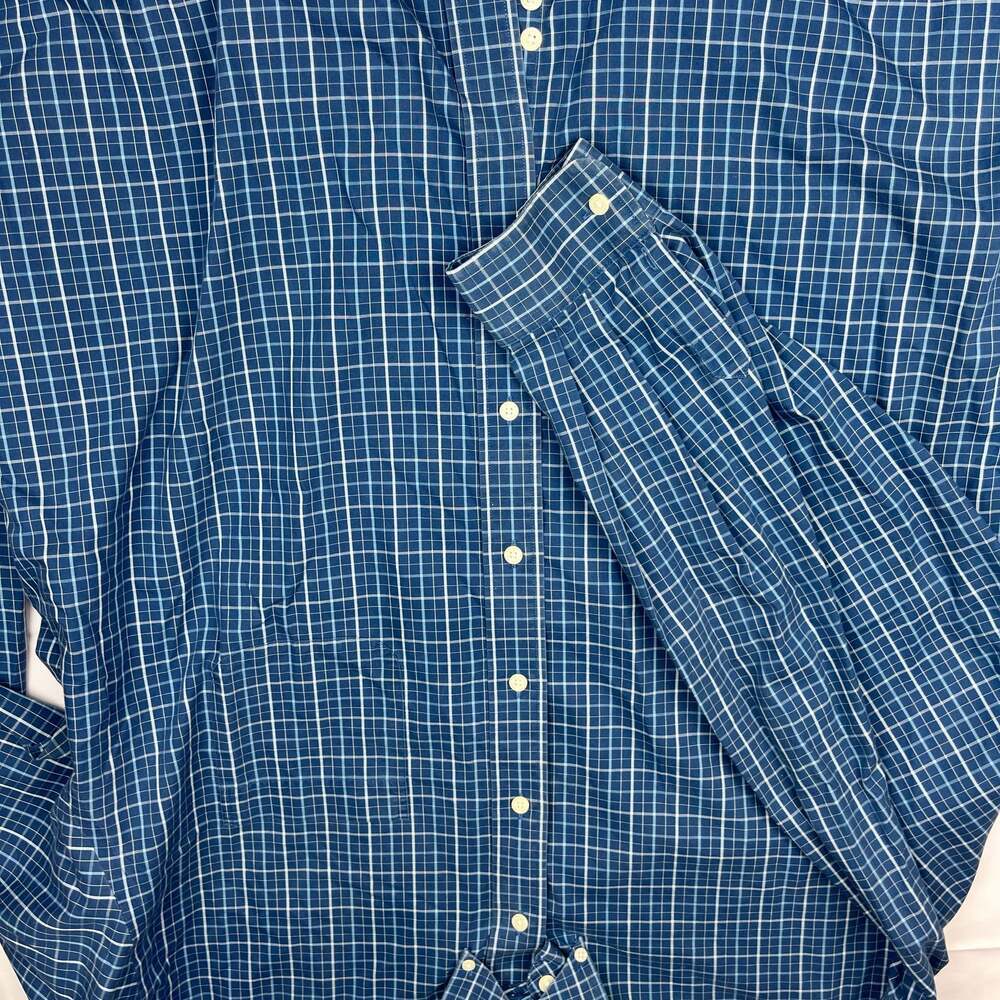 Eddie Bauer Shirt XXXL Blue Plaid Button Down Cotton Wrinkle Resistant Men